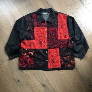 ‼️SOLD‼️Jean Jacket with black beading, embroidery and Gold Buttons